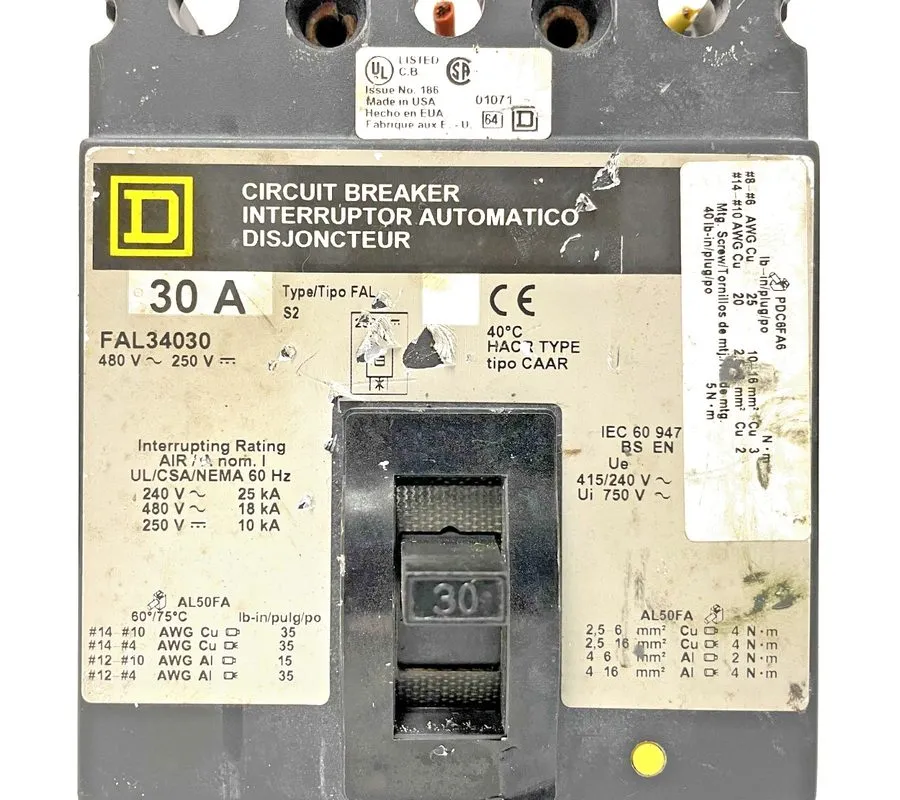 Автоматический выключатель Square D FAL34030 480 V AC 250 V DC 30 A 3 P Circuit