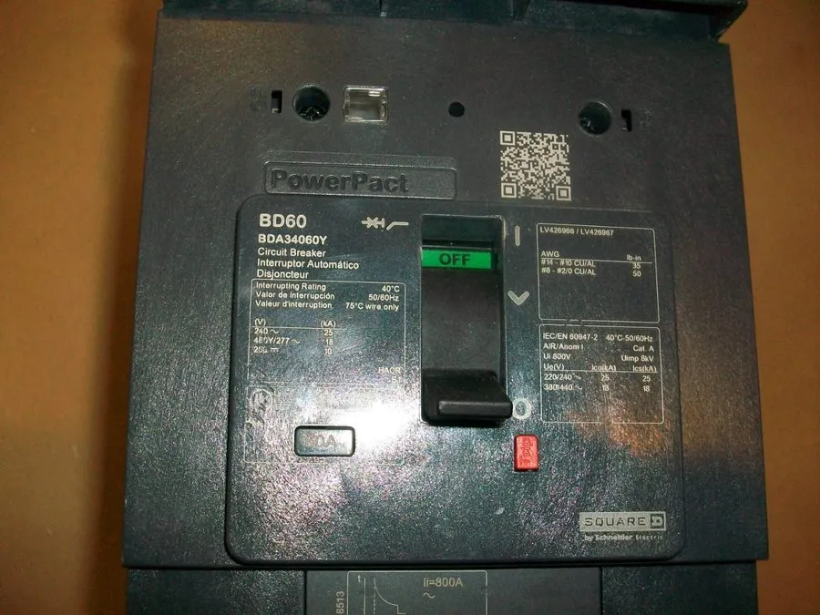 Автоматический выключатель BDA34060Y 60 Amp Square D I-Line 480V 3P Circuit Brea