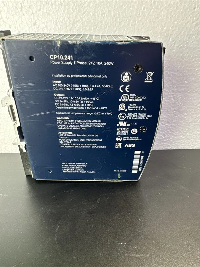 Блок питания PULS CP10.241 DIN Rail Power Supply Single Phase 24VDC 10A 240W — фото лота 1
