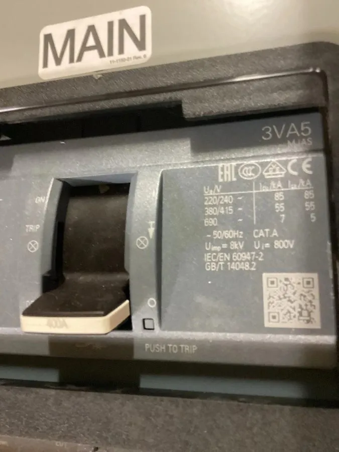 Автоматический выключатель Siemens 3VA5340-5EC31 400 Amp 3 Pole Molded Case Circ — фото лота 1