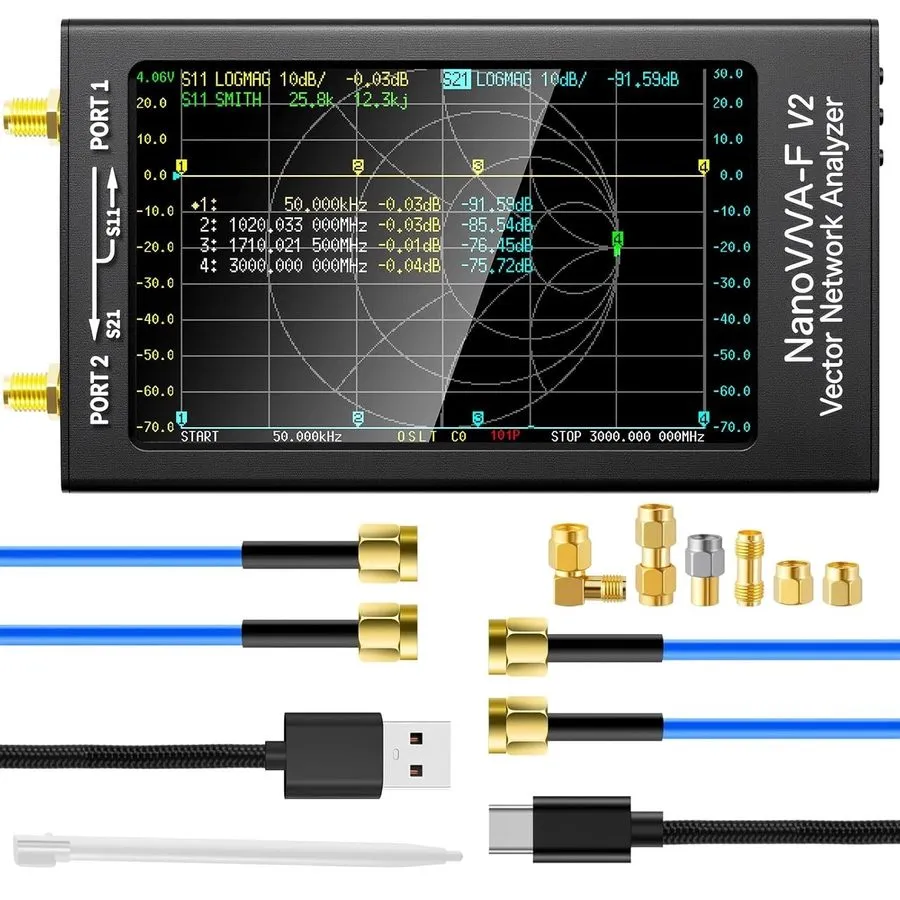 Анализатор цепей 4.3" Vector Network Analyzer 50kHz-3GHz HF VHF UHF VNA Antenna 