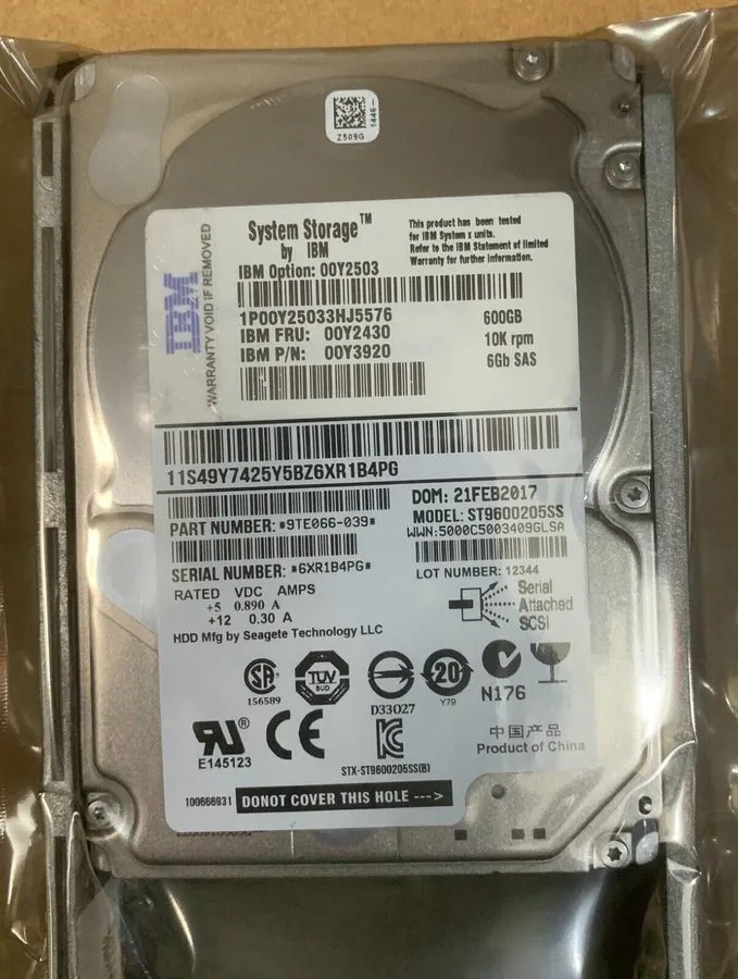 Жёсткий диск IBM 00Y2430 00Y5707 00Y2503 00MJ145 600GB 10K 2.5" SAS V3700 Hard D