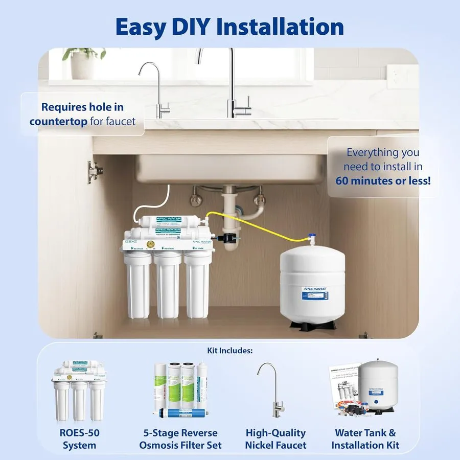 Насос ROES-50, 5-Stage Under Sink Reverse Osmosis Water Filter System, NSF Certi — фото лота 2