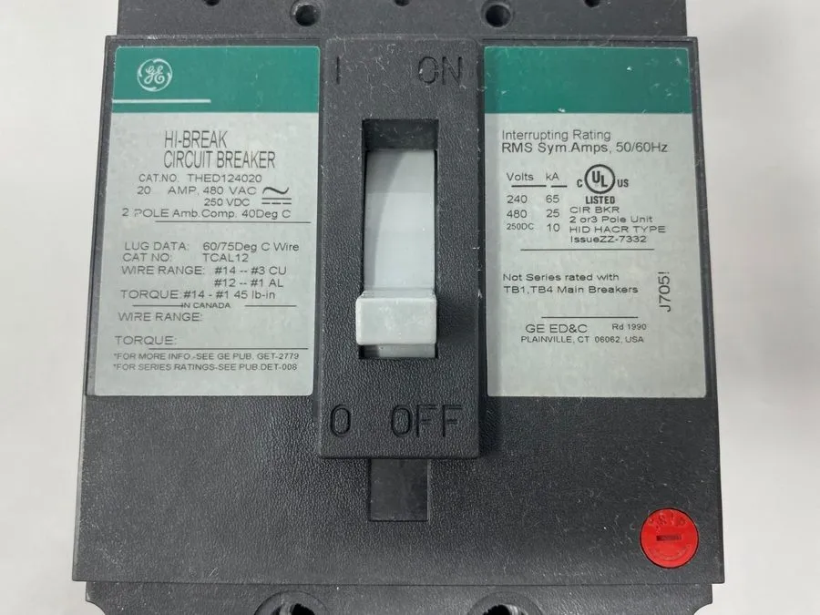 Автоматический выключатель THED124020 General Electric 20A 2P 480V 250VDC Bolt-O