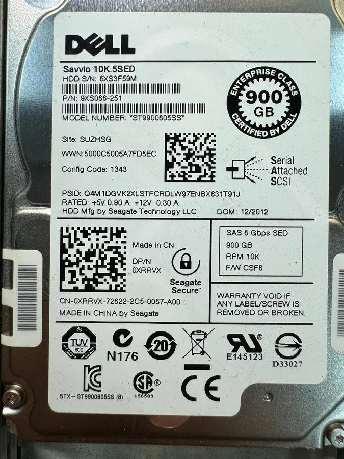Жёсткий диск Dell TNX32 900GB 10K SAS 2.5" 6G SED HDD Seagate ST9900605SS Hard D — фото лота 1