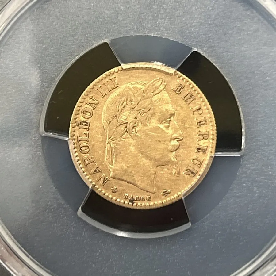 Лабораторный прибор SASA 1865-A 10 Francs Napoleon Gold Coin PCGS VF35 Gold Shie — фото лота 1