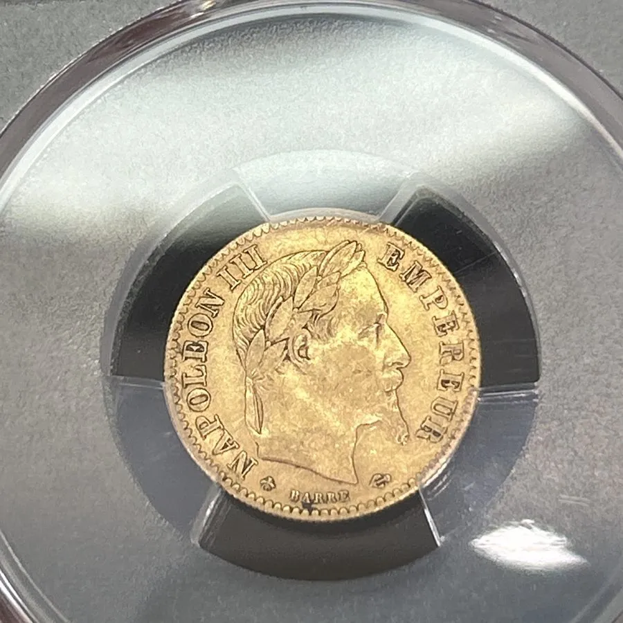 Лабораторный прибор SASA 1865-A 10 Francs Napoleon Gold Coin PCGS VF35 Gold Shie — фото лота 2