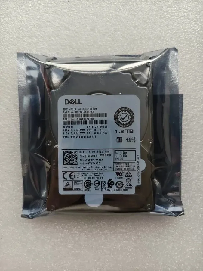 Жёсткий диск 0WRRF Dell 1.8TB 10K 12Gbps SAS 2.5'' 512e HDD Hard Drive 00WRRF AL
