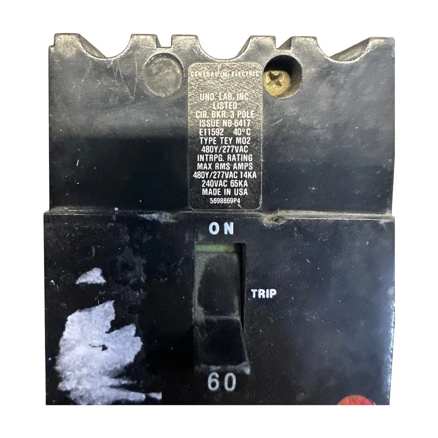 Автоматический выключатель GENERAL ELECTRIC TEY360 TEY 3 POLE 60 AMP 480v CIRCUI