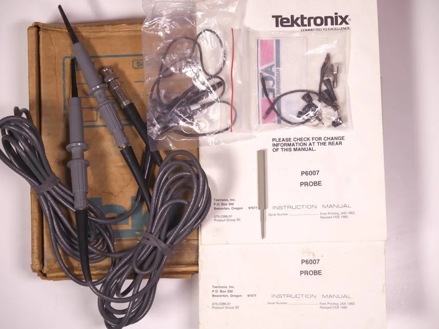 Осциллограф 2x Tektronix P6007 25MHz 100X Passive Oscilloscope Probe, Manuals, A