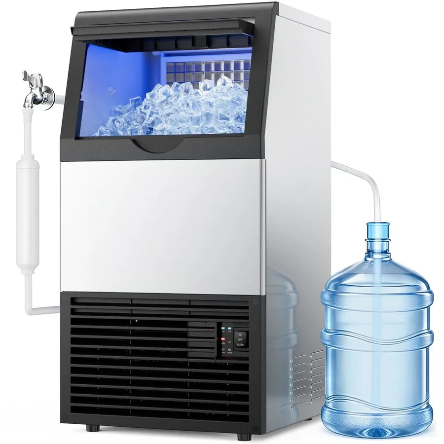 Льдогенератор 200lbs/24H Commercial Ice Maker Under Counter Freestanding Full ic