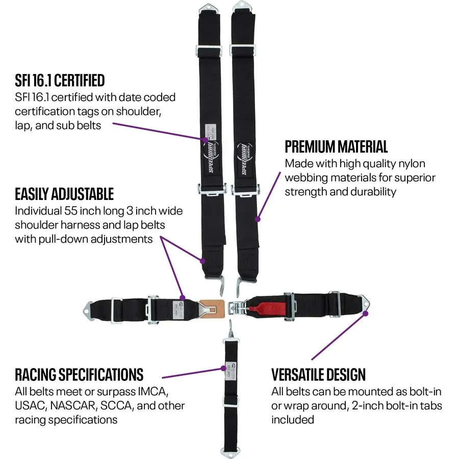 Жгут проводов Speedway Racing Harness 5-Point Latch/Link Pull-Down Seat Belts SF