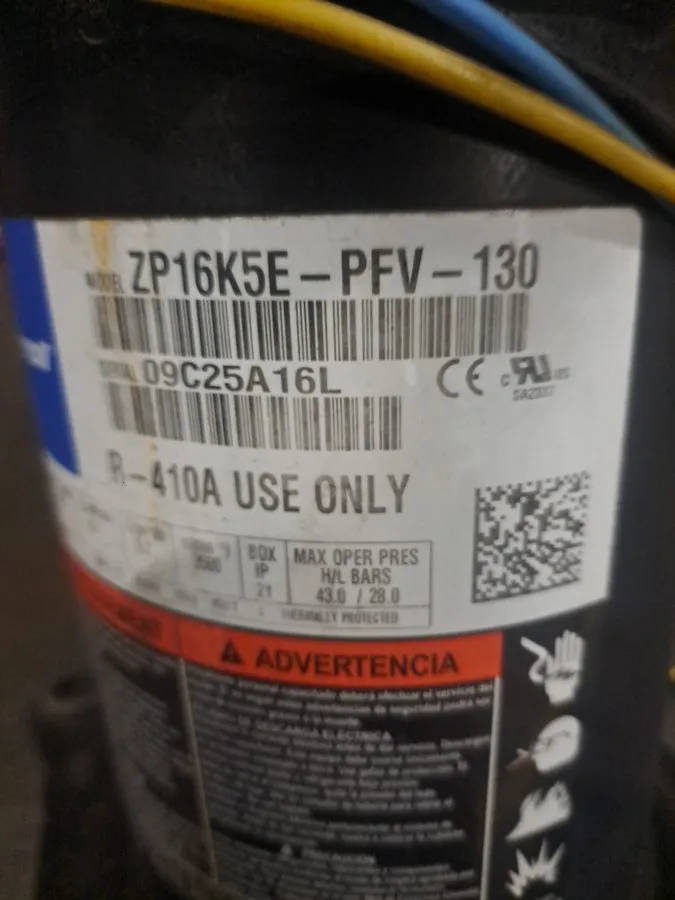 Компрессор Copeland ZP16K5E-PFV-130 1.5 Ton Scroll Compressor R410A 208/230V 1 P