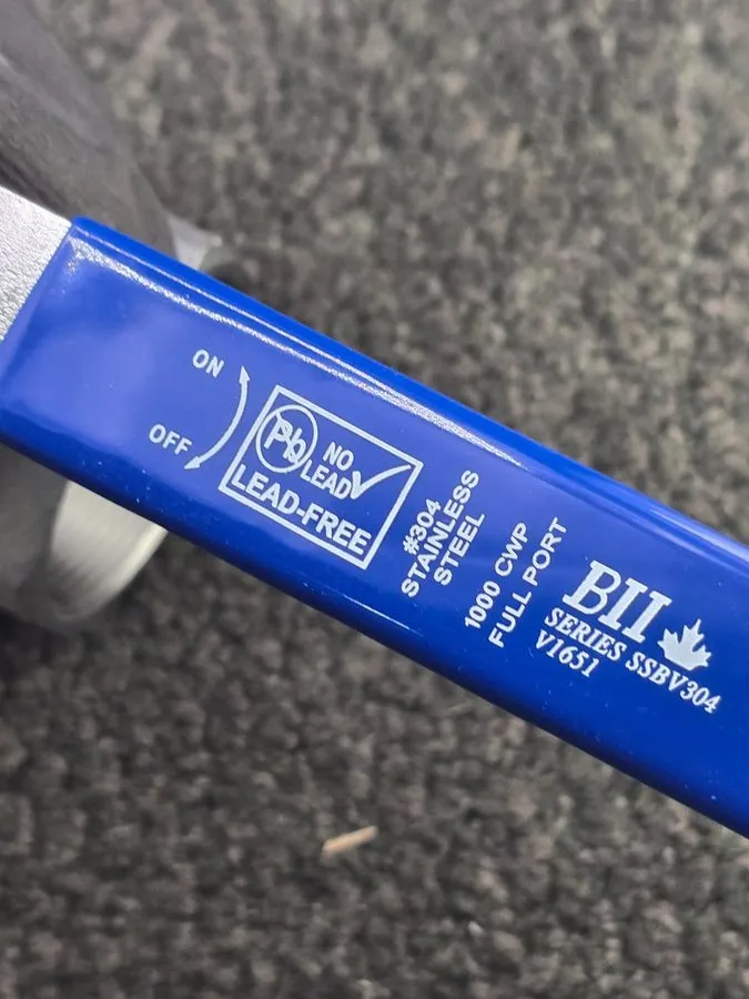 Клапан BII Series SSBV304 V1651: 2" Full Port 304 Stainless Steel Ball Valve, Le