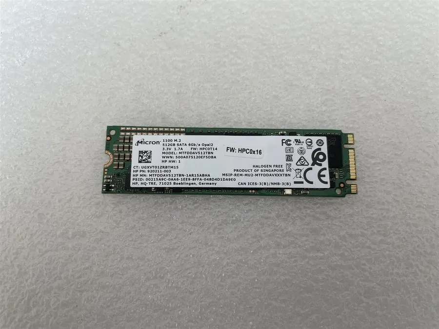 SSD-накопитель Micron 1100 512GB M.2 SATA III Internal SSD Green PCB MTFDDAV512T