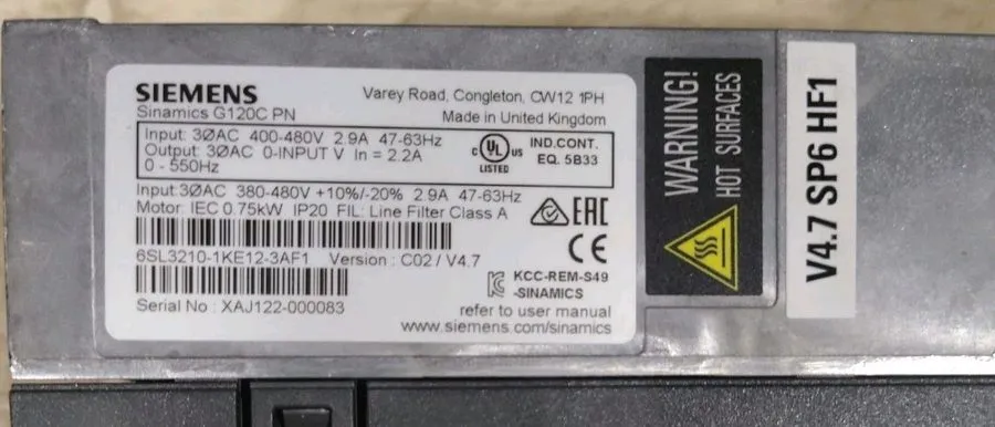 Частотный преобразователь SIEMENS Sinamics G120C PN Variable Frequency Drive 0.7 — фото лота 2