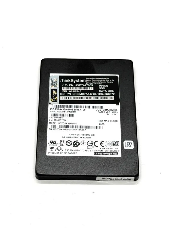 SSD-накопитель MICRON 5300 960GB 2.5" SATA SSD MTFDDAK960TDT Lenovo 4XB7A17089 1 — фото лота 1