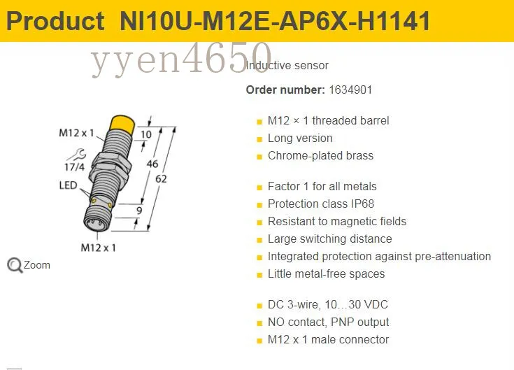Датчик приближения TURCK Proximity Switch NI10U-M12E-AP6X-H1141 Induction Sensor