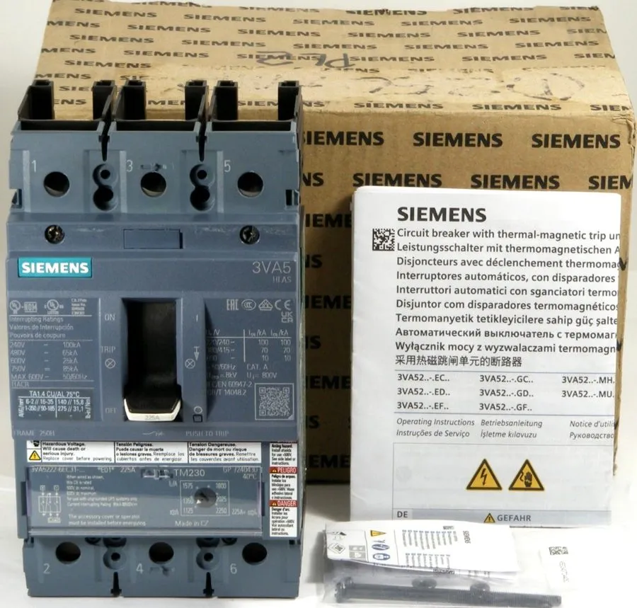 Автоматический выключатель Siemens 3VA5222-6EC31-0AA0 225 Amp 3-Pole Molded Case