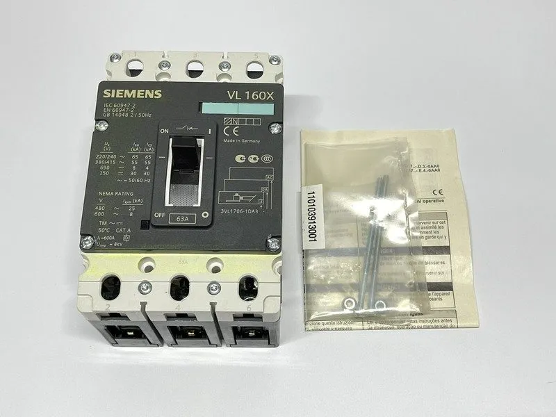 Автоматический выключатель 3VL1706-1DA33-0AA0 Siemens Circuit Breaker, 63amp, 22 — фото лота 1