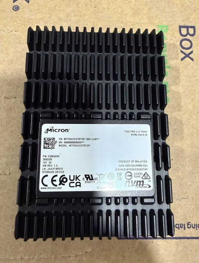 SSD-накопитель 0-Hour MTFDKCC3T8TGP-1BK1DABYY Micron 7500 Pro 3.84TB TLC PCI-E N