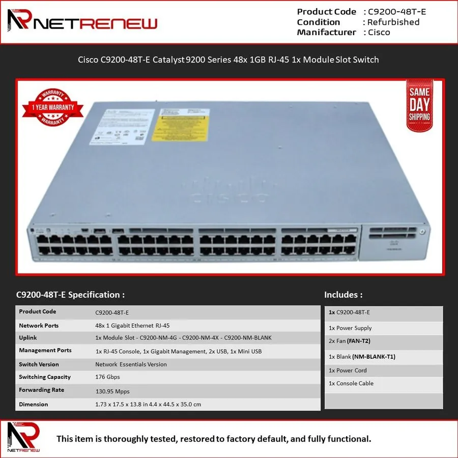 Коммутатор Cisco C9200-48T-E 48-Port Gigabit Ethernet Switch