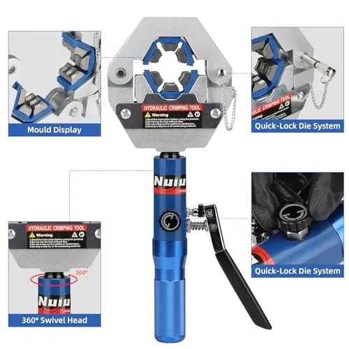 Трубопроводная арматура Nuiu FS-7842A Hydraulic Hose Crimper Kit 8T 17 inches x  — фото лота 2