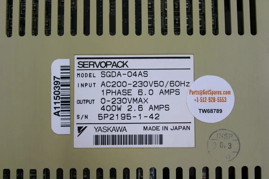 Сервопривод YASKAWA SERVOPACK SGDA-04AS 200-230Vac 6.0A AMP