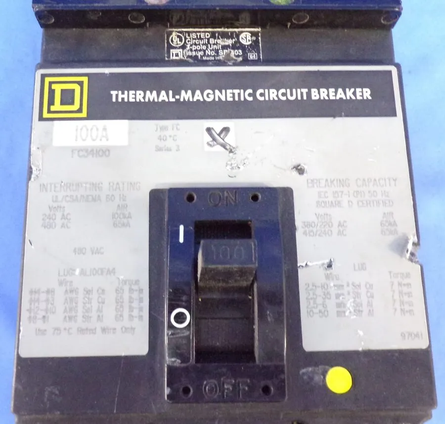 Автоматический выключатель Square D FC34100 circuit breaker Iline 3pole 100 amp 