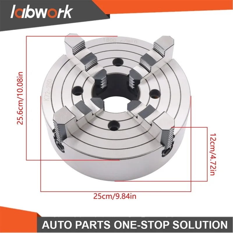 Режущий инструмент LABLT 10" K72-250 4-Jaw Lathe Chuck 0.6-9.84in Clamping Range