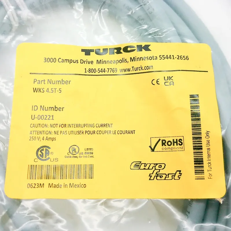 Соединительный кабель TURCK RK 4.5T-5 Cordset, M12 Female to Cut-end, Gray, 5 co