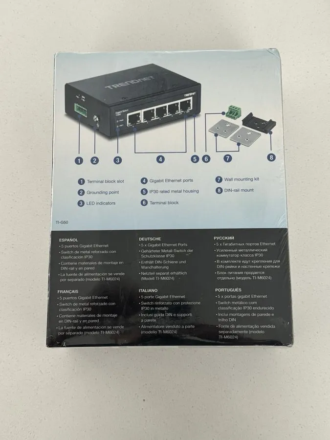 Коммутатор TRENDnet TI-G50 5-Port Hardened Industrial Gigabit DIN-Rail Switch 12
