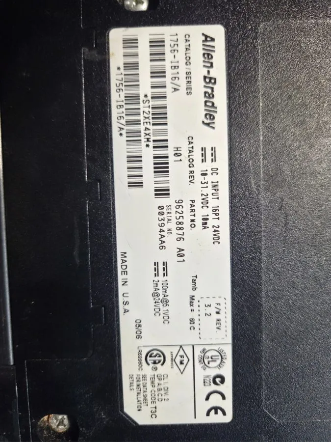 Модуль ввода-вывода Allen Bradley 1756-IB16/A Series A ControlLogix 16-Point DC 