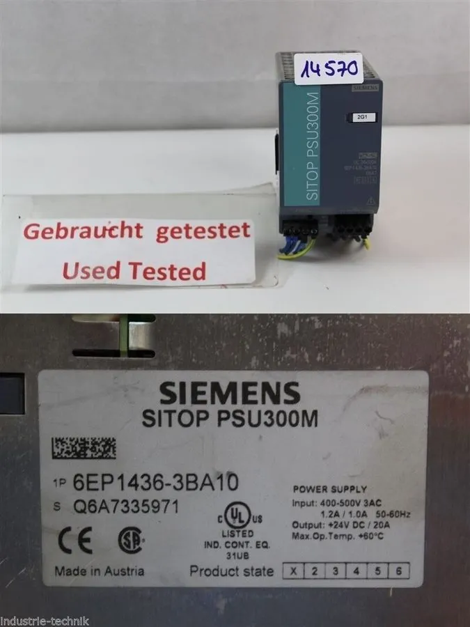 Блок питания Siemens SITOP psu300m Power Supply 6EP1436-3BA10 24VDC @ 20AMP