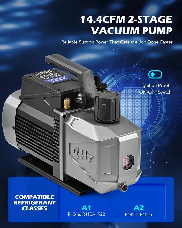 Насос 1.5HP 14.4CFM 2Stage HVAC Vacuum Pump & 4 Way Manifold Gauge Set