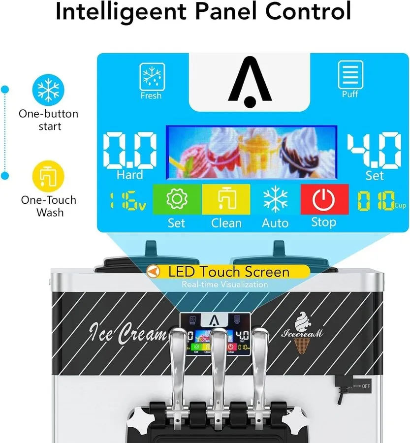 Оборудование для общепита Countertop Soft Ice Cream Machine Commercial 3 Flavors — фото лота 2