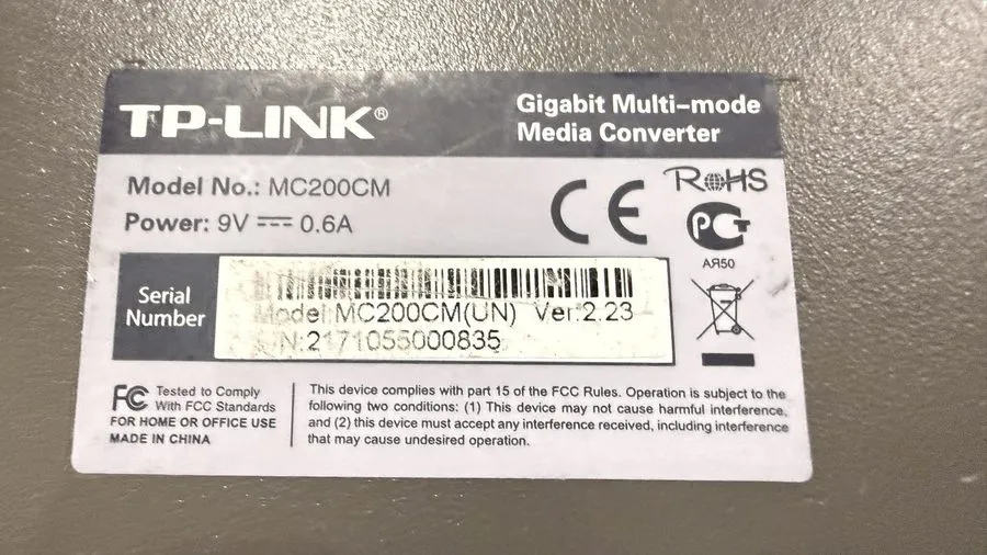 Медиаконвертер TP-Link MC200CM Gigabit RJ45 to Gigabit Multi-Mode SC Fiber Media — фото лота 1