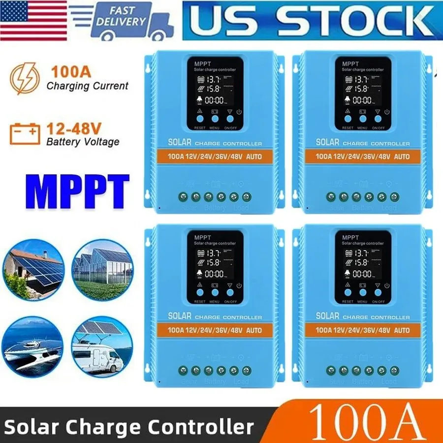Аккумулятор 2X 4000W 100A MPPT Solar Charge Controller 12V/24V/36V/48V Battery P