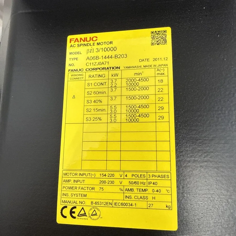 Шпиндель Fanuc A06B-1444-B203 Spindle Motor OK — фото лота 1