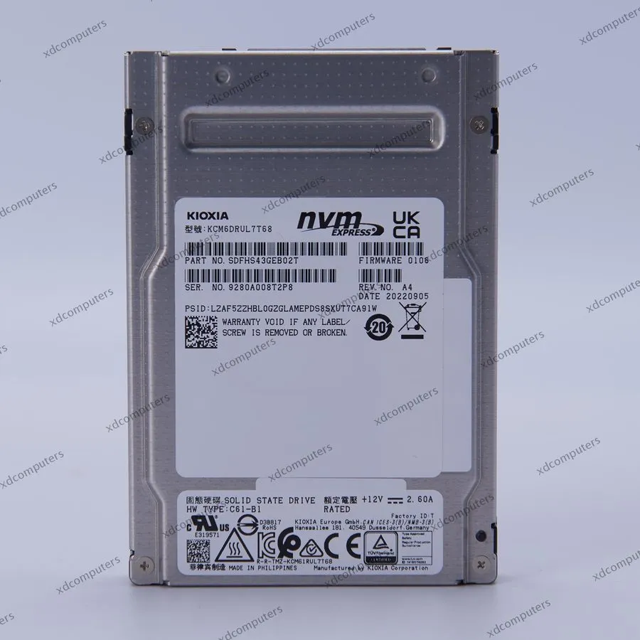 SSD-накопитель KIOXIA CM6 Series 7.68TB SSD 2.5" U.3 PCIe NVMe SDFHS43GEB02T KCM