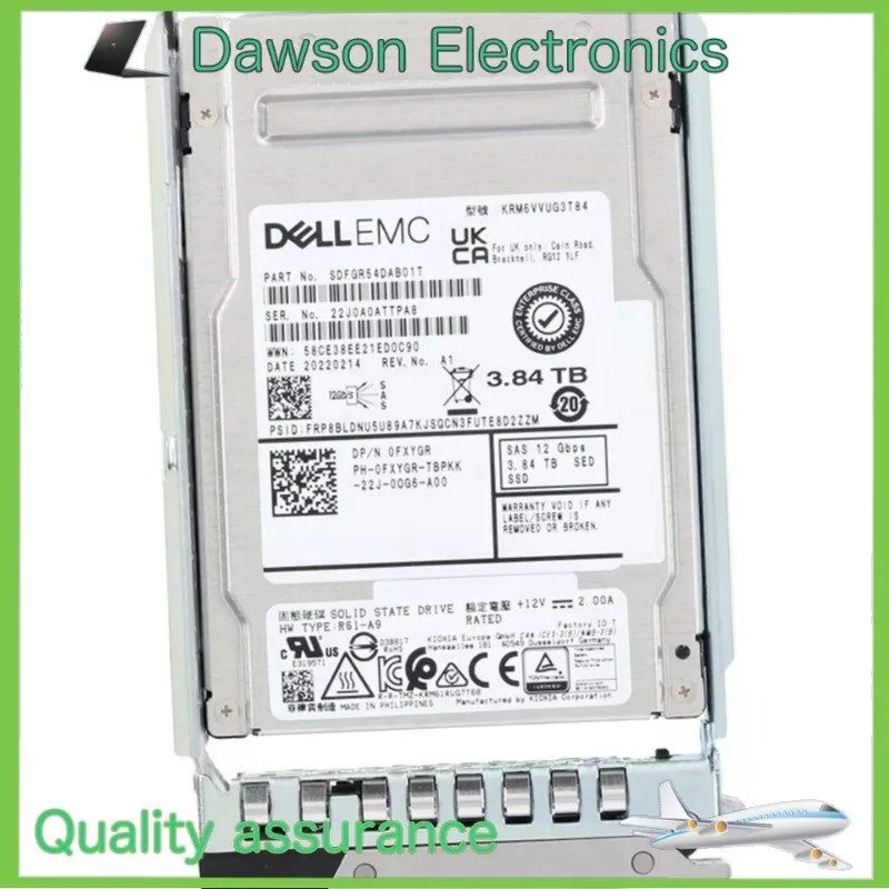 SSD-накопитель FXYGR 0FXYGR Dell 3.84TB 12Gbps SAS MU TLC SED 2.5'' SSD 14/15/16