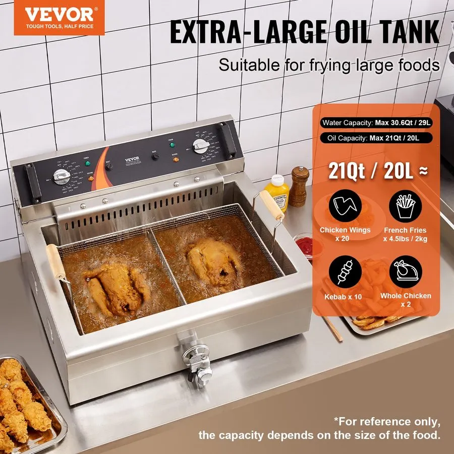 Фритюрница VEVOR Commercial Electric Deep Fryer Countertop Deep Fryer 3000W 30.6