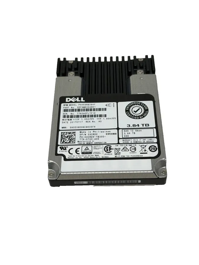 Сервер 0XCRDV DELL PX05SRB384Y 3.84TB 2.5" SAS 12G PowerEdge R650 R750 Server SS — фото лота 1