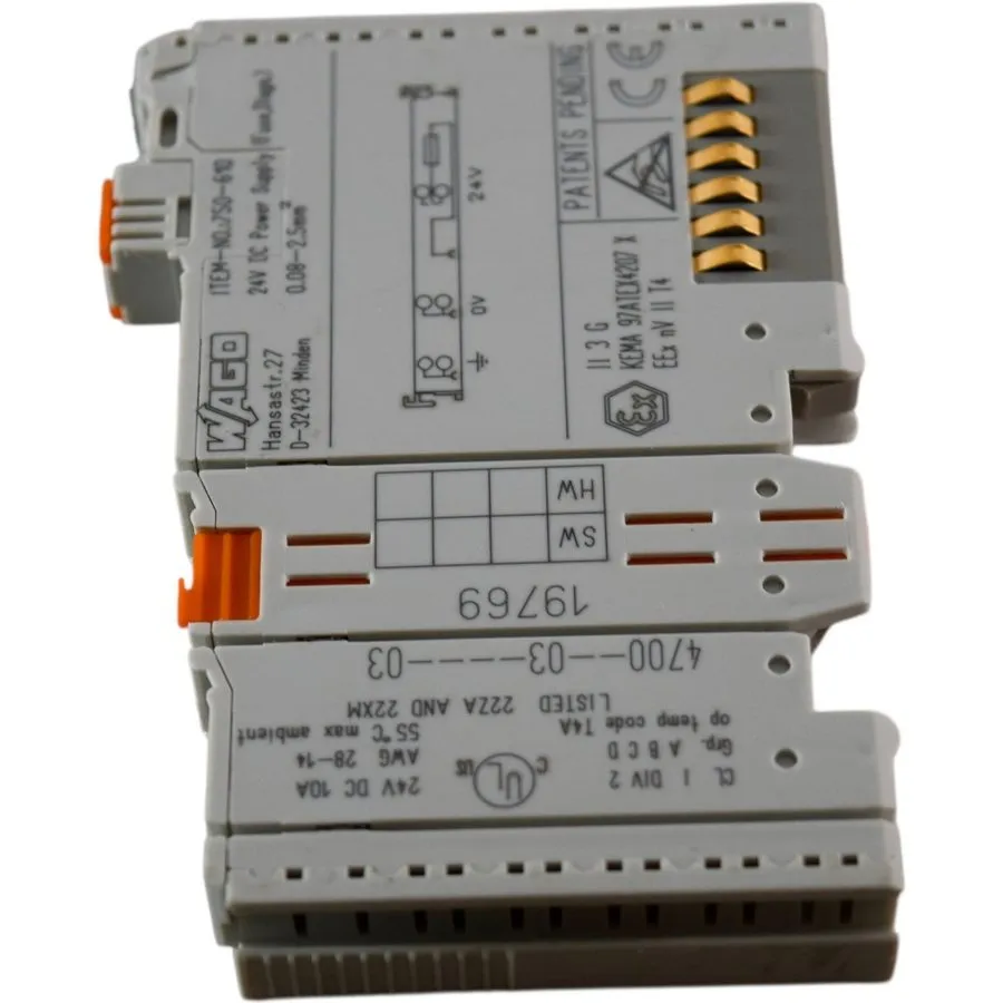Блок питания WAGO 750-610 24VDC Power Supply Fuse Diagnostic DIN Rail 750-Series — фото лота 1