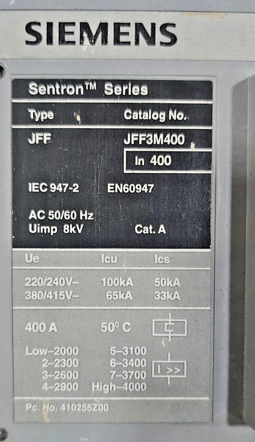 Автоматический выключатель SIEMENS SENTRON SERIES JFF JFF3M400 CIRCUIT BREAKER 4 — фото лота 1
