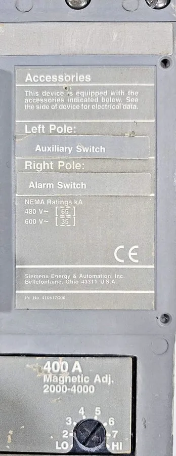 Автоматический выключатель SIEMENS SENTRON SERIES JFF JFF3M400 CIRCUIT BREAKER 4 — фото лота 2