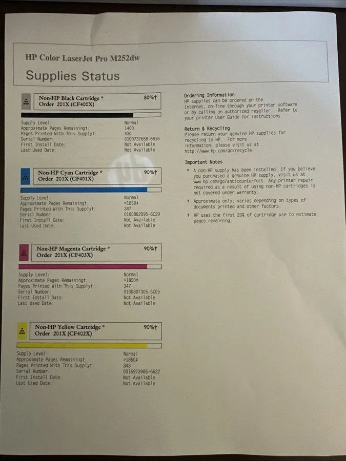 Лазерный принтер HP Color LaserJet Pro M252dw Wireless Duplex Color Laser Printe