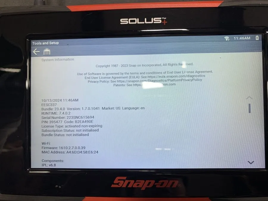 Диагностический сканер Snap-on Tools EESC337 SOLUS + Plus Automotive Scanner 25.