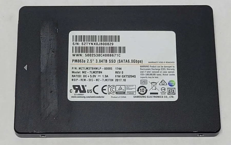 SSD-накопитель Samsung PM863a 3.84TB 2.5" SSD SATA III Hard Drive MZ-7LM3T8N MZ7