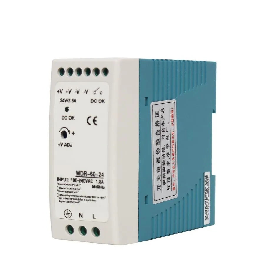 Блок питания MDR6024 24VDC DIN Rail Power Supply 60W 2.5A Dual Output 120VAC To